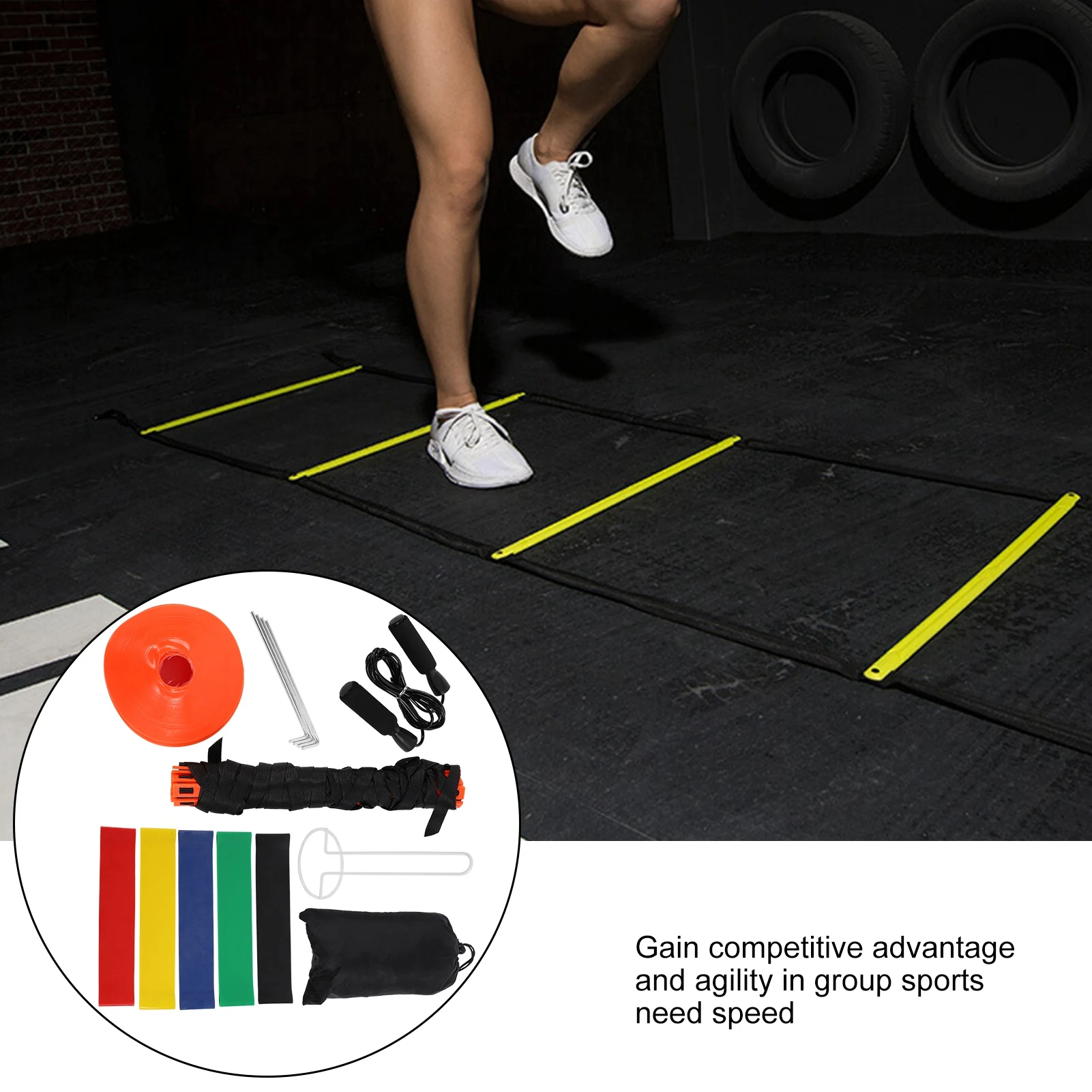 مجموعة التدريب الرياضية، مجموعة التدريب على السلم السريع، معدات تدريب كرة القدم مع مجموعة تدريب السرعة المخاريط المظلة #4