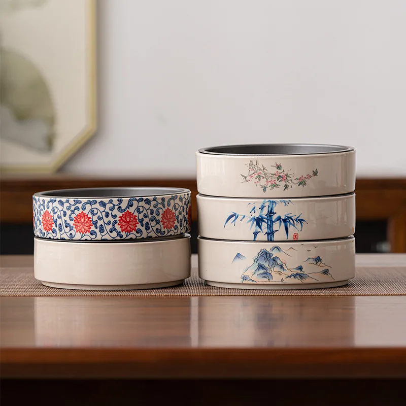 Wood ash pot bearing tray small tea table tea pot bearing retro ceramic dry foam tray home water storage Japanese tea tray