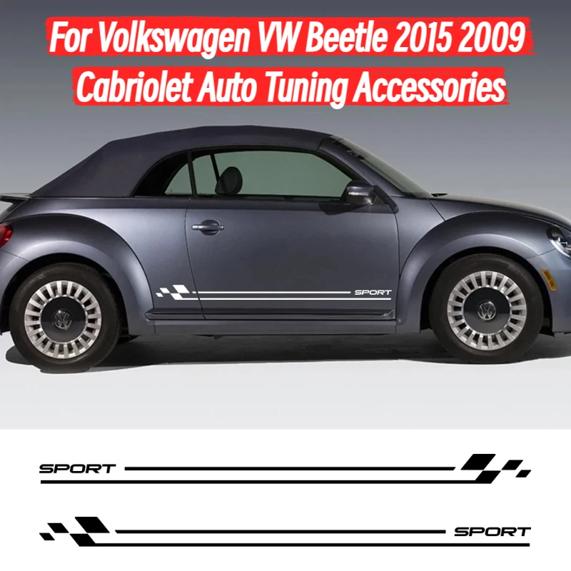 

2PCS Car Door Stripe Stickers Vinyl Film Racing Style Decal For Volkswagen VW Beetle 2015 2009 Cabriolet Auto Tuning Accessories