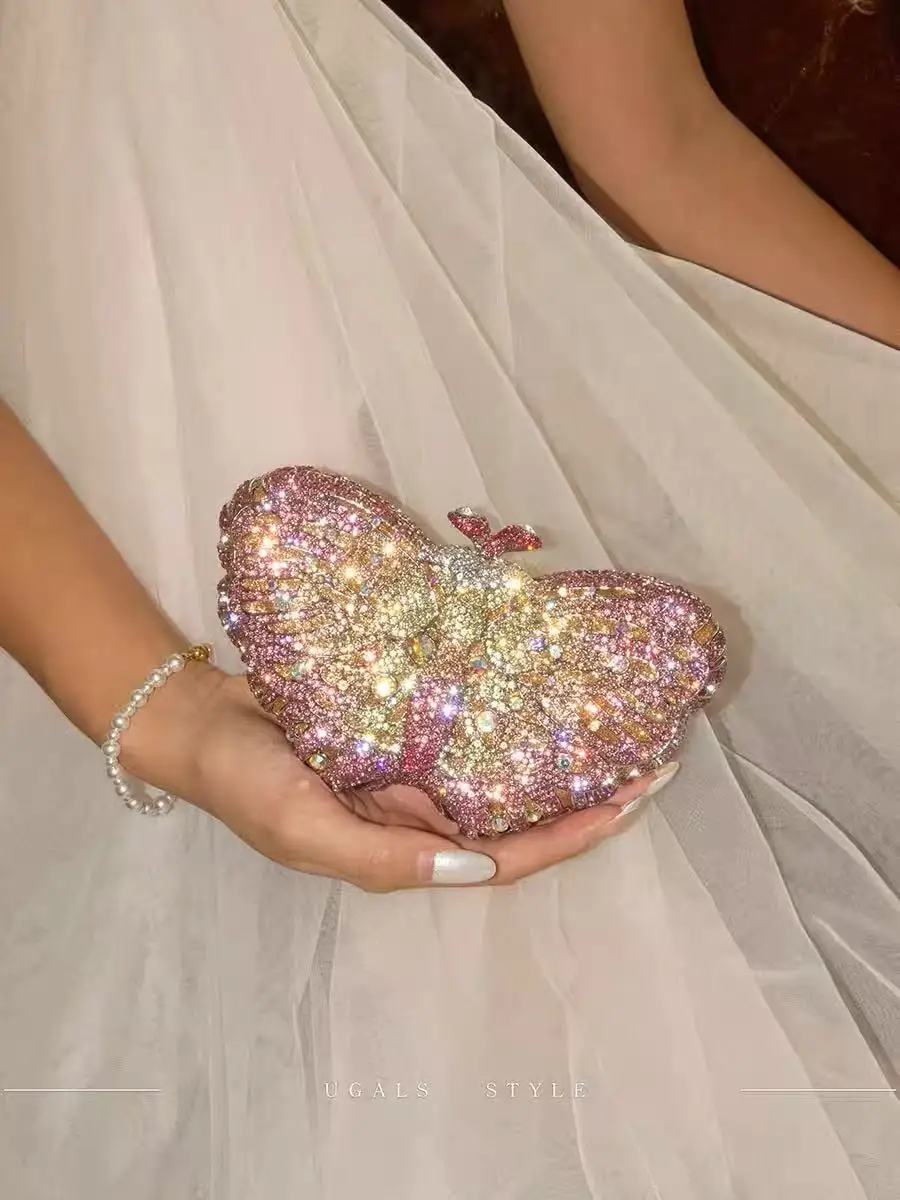 

Butterfly Shaped Diamond Banquet Bag Glitter Rhinestones Crystal Evening Bag Wedding Party Clutch Purse Metallic Women Handbag