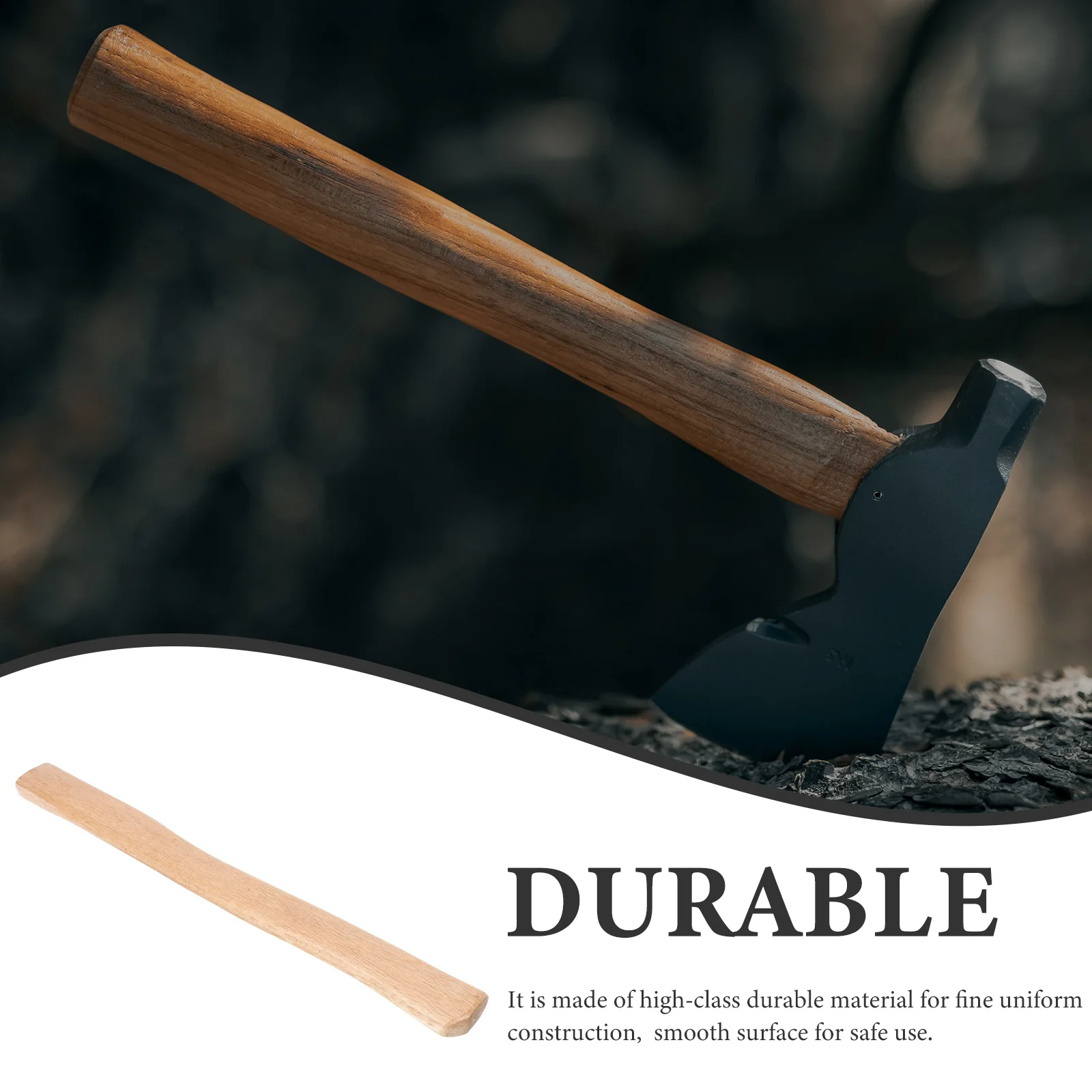 

Natural Wood Axe Handle Durable Wooden Replacement Grip for Outdoor Firewood Cutting Accessory Handle Accessory