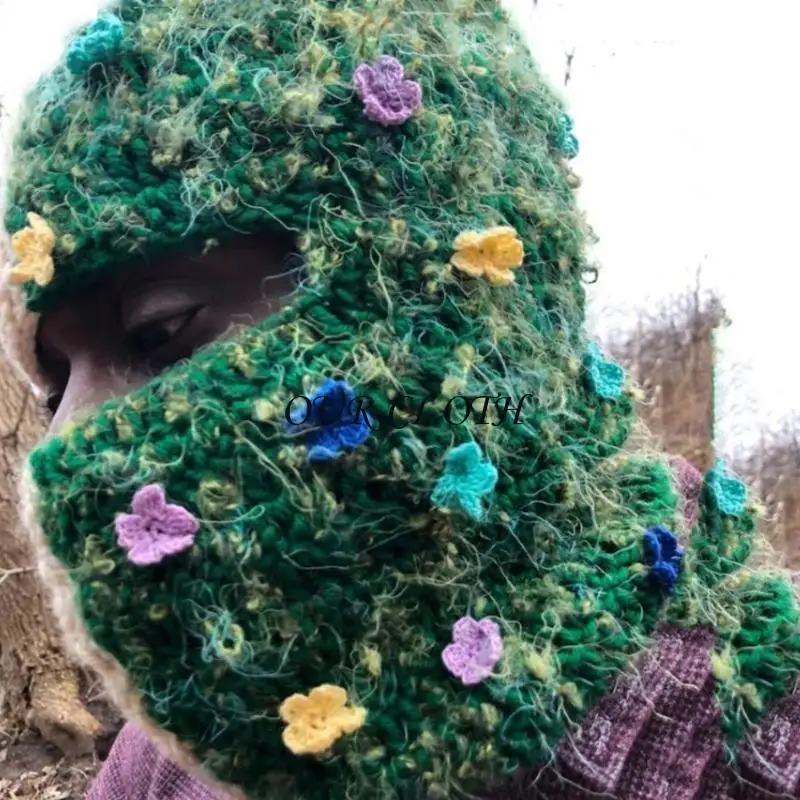 

Вязаная шапка Балаклава Рваная шапка Вязаная анфас лыжная маска Зимняя шапка Y1AC