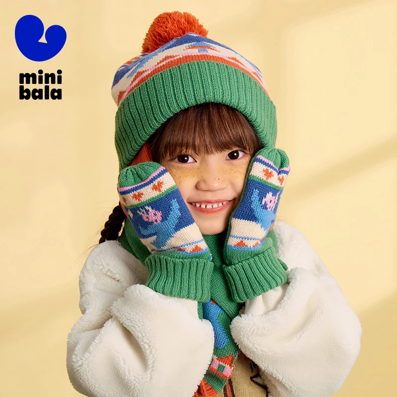 

Mini Bala Kids Hat Scarf Gloves Set 2025 Winter Warm Thick 3-Piece Accessory Kit