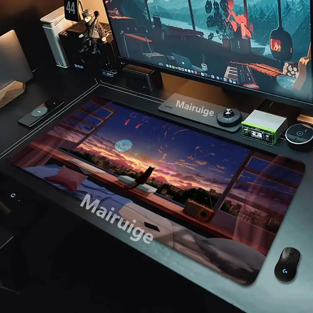Anime Landscape Mouse Pad Large Computer Accessories Office Game Table Mats Rubber Anti-slip Gaming Keyboard Mousepads Desk Pads