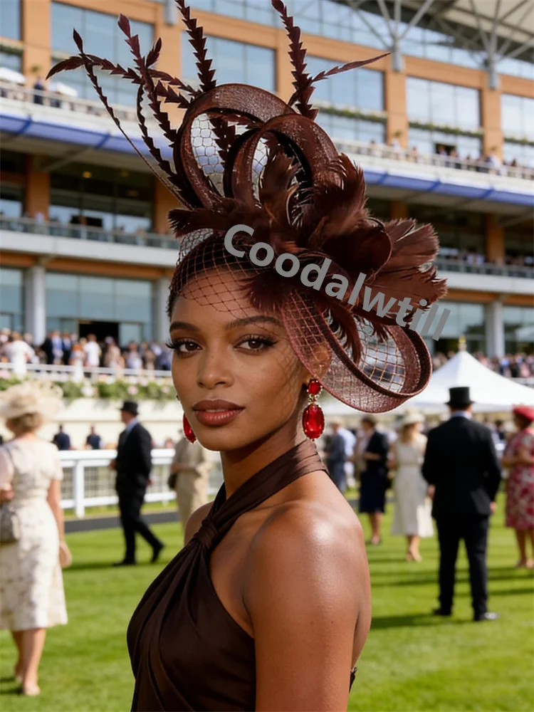 Royal Blue Mesh Hair Fascinator Hat Accessories Ladies Women Elegant Church Wedding Veil Race Headdress Bride Cocktail Pillbox image 3
