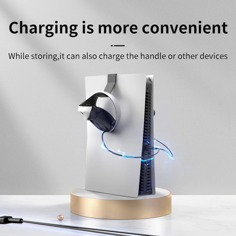 Kit dudukan pengisi daya untuk konsol PS5 dudukan braket Headset kabel pengisi daya untuk aksesori pengisian pengontrol PS5 VR2 untuk PS VR2