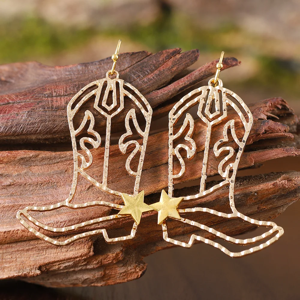 DIY accessories AliExpress cross-border new western cowboy style star boots pendant, creative niche personalized ear jewelry who