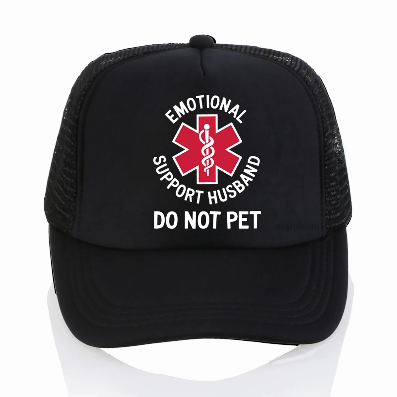 

Emotional Support Husband letter print baseball cap men Adjustable versatile hat Summer Net breathable caps