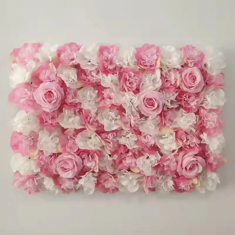 Roze Zijde Roos Bloem Muur Kunstbloem Achtergrond Paneel voor Bruiloft Baby Douche Verjaardag Thuis Feestdecoratie Kamer Decor