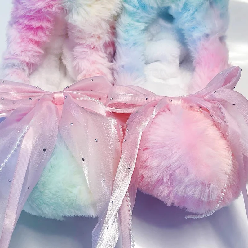 Set di coltelli morbidi per pattinaggio di figura Arcobaleno Rosa Fiocco blu Bambini Pattinaggio di figura per adulti Peluche assorbente d'acqua
