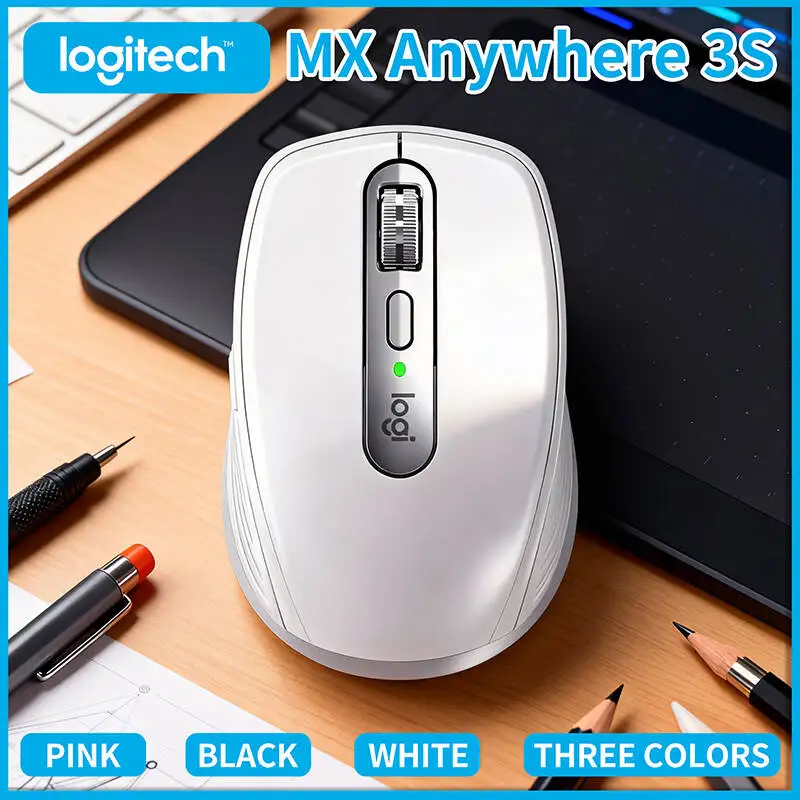 

Professional Logitech MX Anywhere 3S - 8K DPI Darkfield, Anti slip, MagSpeed Scroll, Silent Click, USB-C Fast Charge for Office