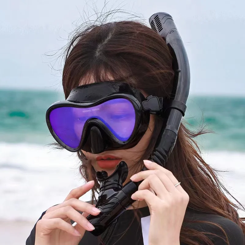 Snorkeling Gear for Adults, Tempered Glass Snorkel Mask Adult, Anti-Leak Snorkel Gear, Scuba Diving Mask Snorkel for Youth