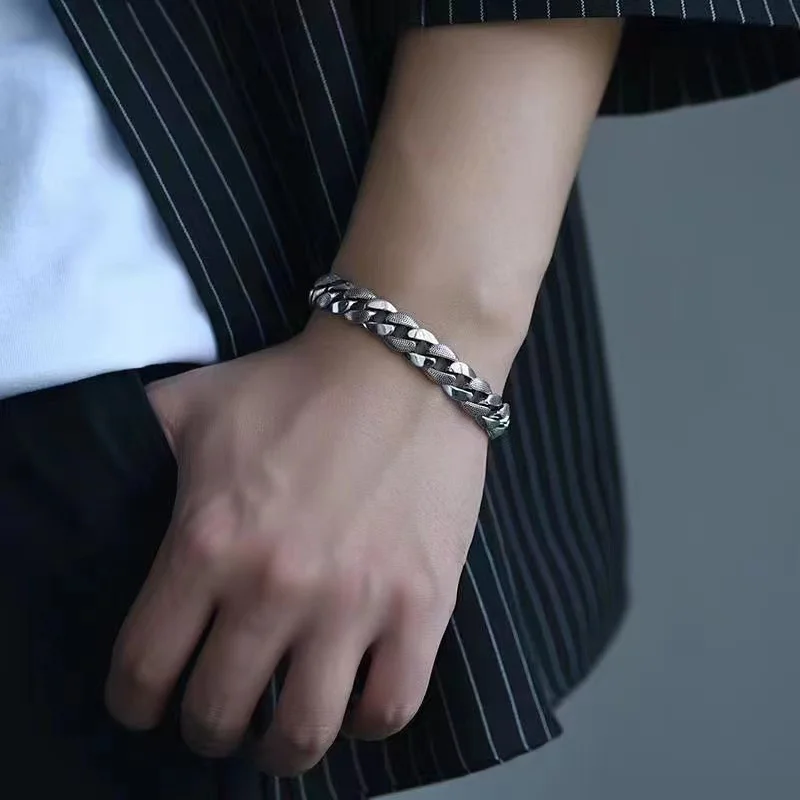 

Винтажный простой браслет в стиле панк, мужские ювелирные изделия, индивидуальный поворотный браслет-цепочка, ручная работа, подарок для парня