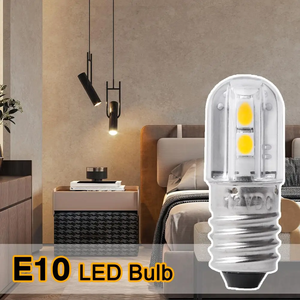 E10 bombilla LED, lámpara de trabajo de 6V y 12V, luz blanca cálida para linterna, Faro de Motor para bicicleta, 1 unidad