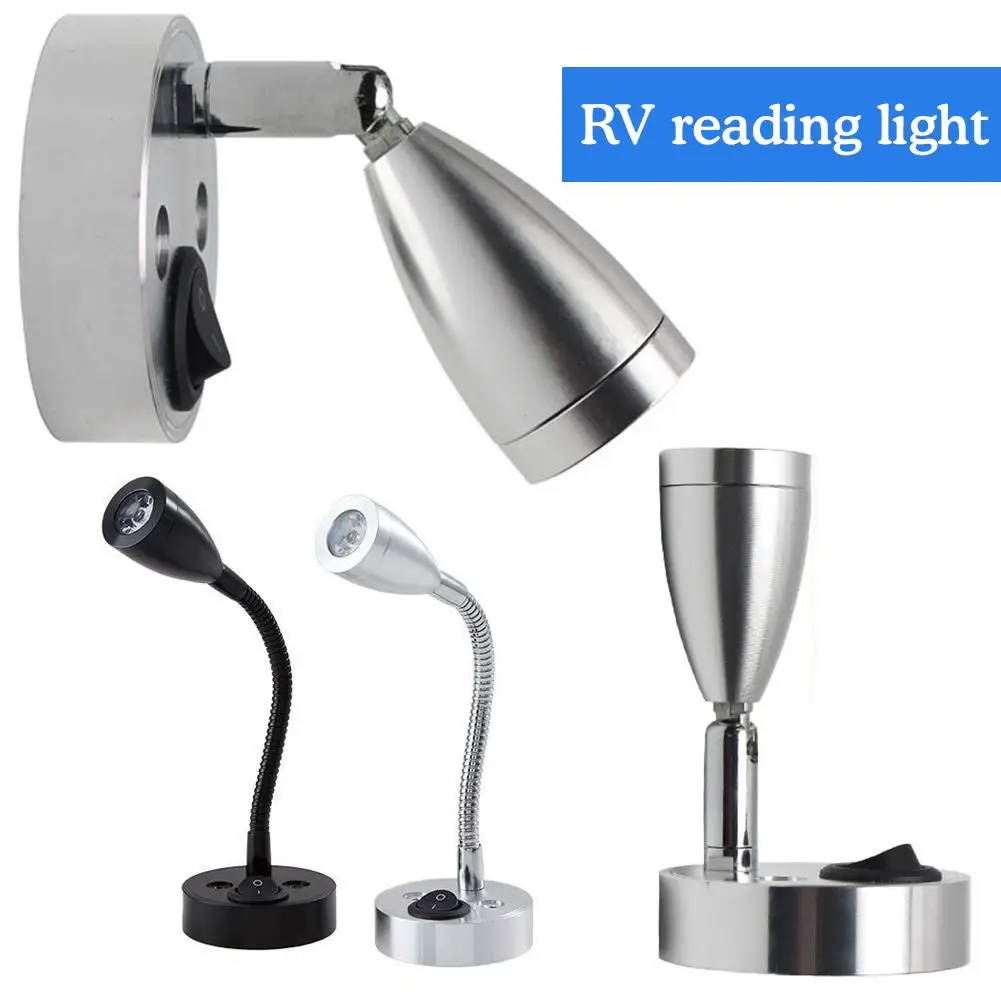 RV Lights Interior Reading Lamp LED Bedside Lamp 3W Wall Lamp Spot Van Light RV Lights Fixtures Boat Rotatable Camper Sconc O6T8