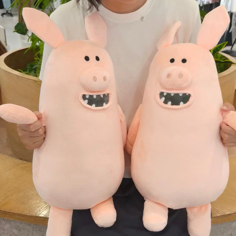 Mischievous Pig Plush Toy Pink 65cm Soft Stuffed Animal with Open Smile for Bedroom Cuddle Rest Huggable Comfort Companion