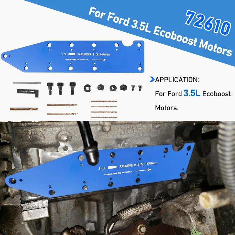 72610 Manifold Drill Template For Ford 3.5L Ecoboost Motors Blue Remove Broken Exhaust Manifold Bolts Without Damaging Cylinder