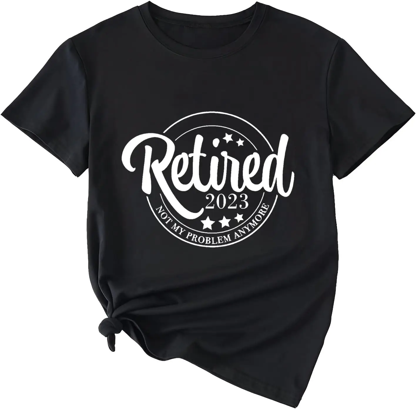 Retired 2023 Not My Problem Anymore Vintage T-Shirts for Women Funny Letter Printed Tee Tops Retirement Tshirt