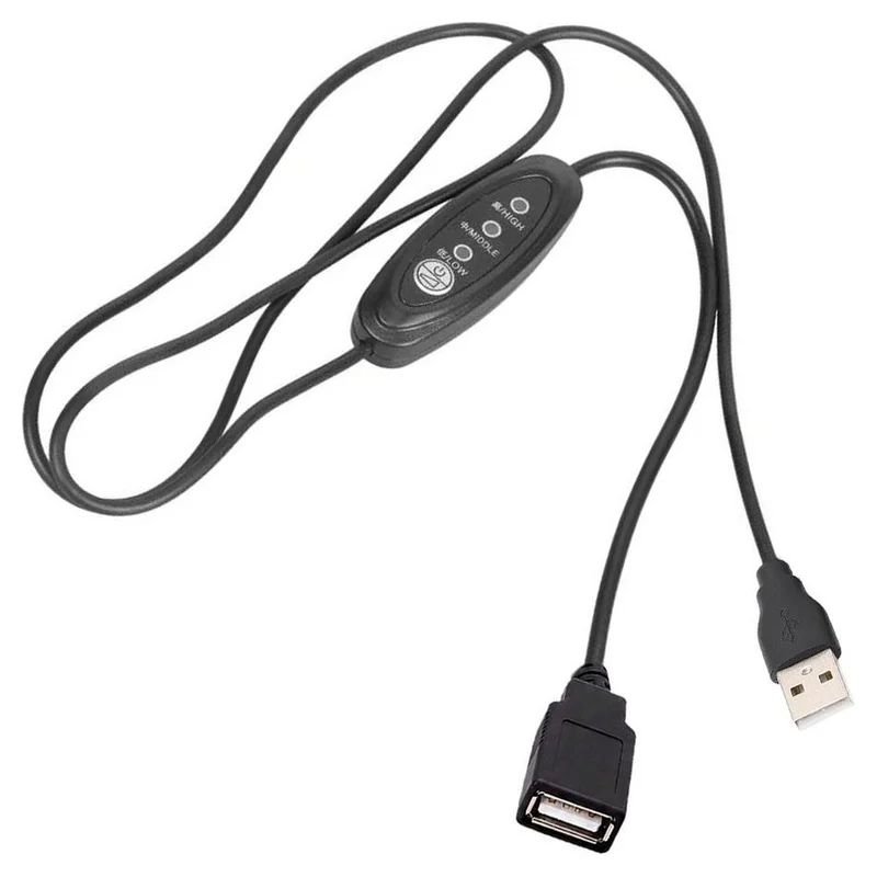 DT23 USB 5V to 12V Boost Fan Cable, USB-A Male to Female 3-Speed Control, for Computer Chassis Fan 1m