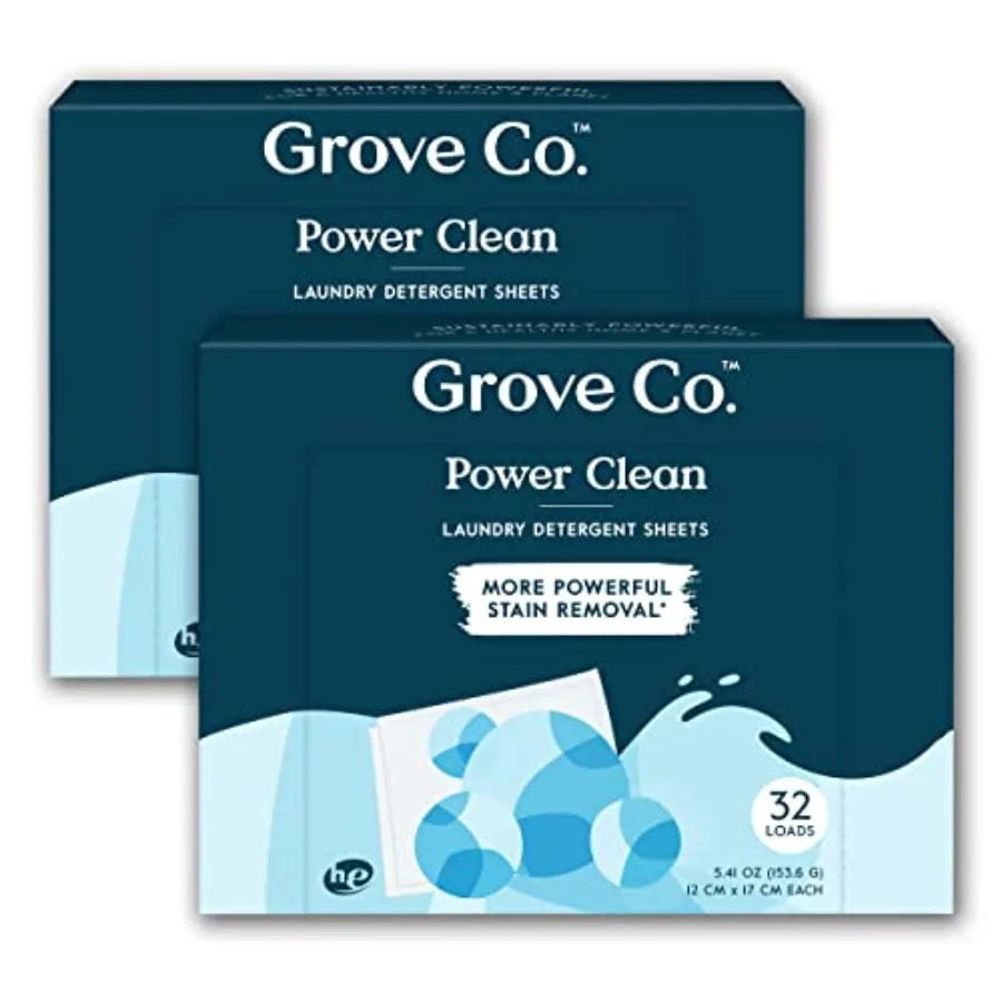 

G Co. Laundry Detergent Sheets, Power Clean Dissoing Washer Sheets 2 Pack - 64 Loads Tough Stain Remover, Unscented Free Clear
