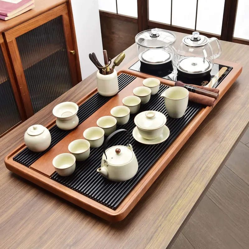 2025 New Automatic Tea Set Integrated Tray Kettle Teapot Cups Household Table Complete Kit Modern Design Smart Brewing System