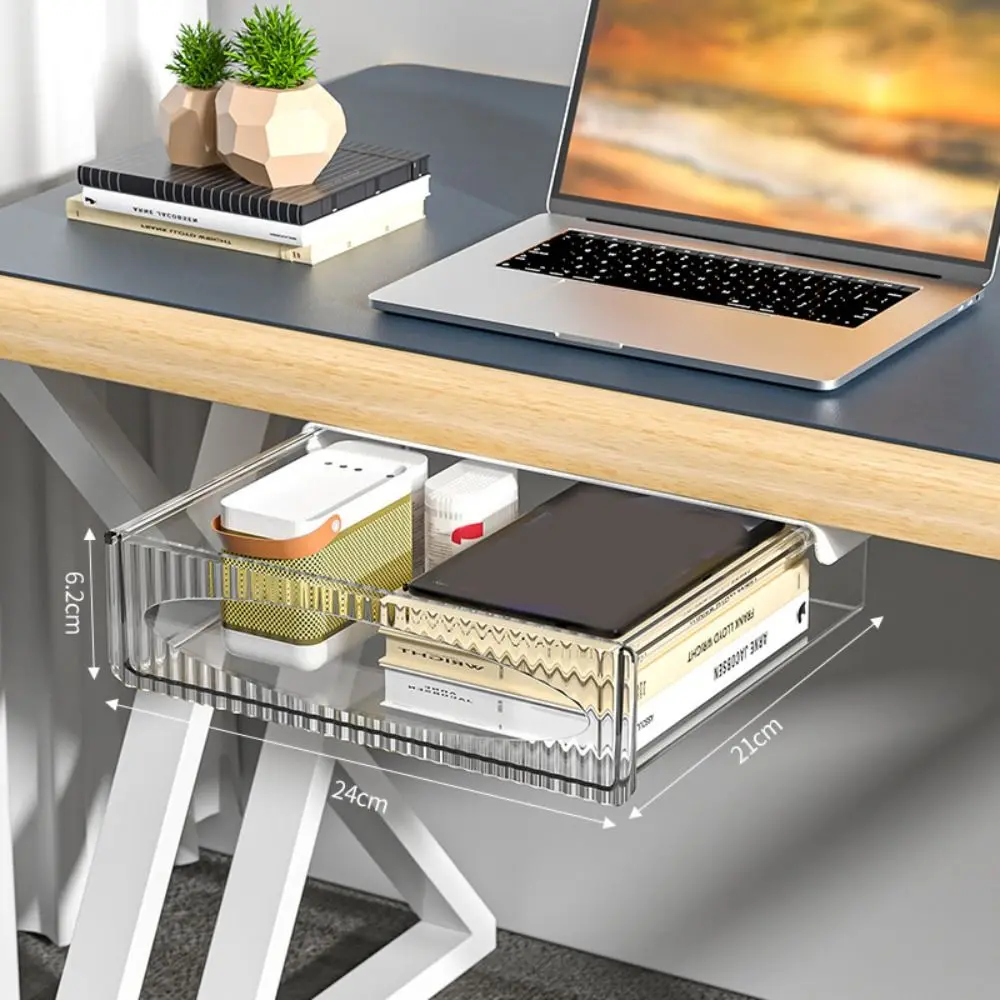 Invisible Storage Table Shelf Storage Box New Pull Out Storage Box Hanging Under Desk Drawer Large Capacity Undertable Drawer