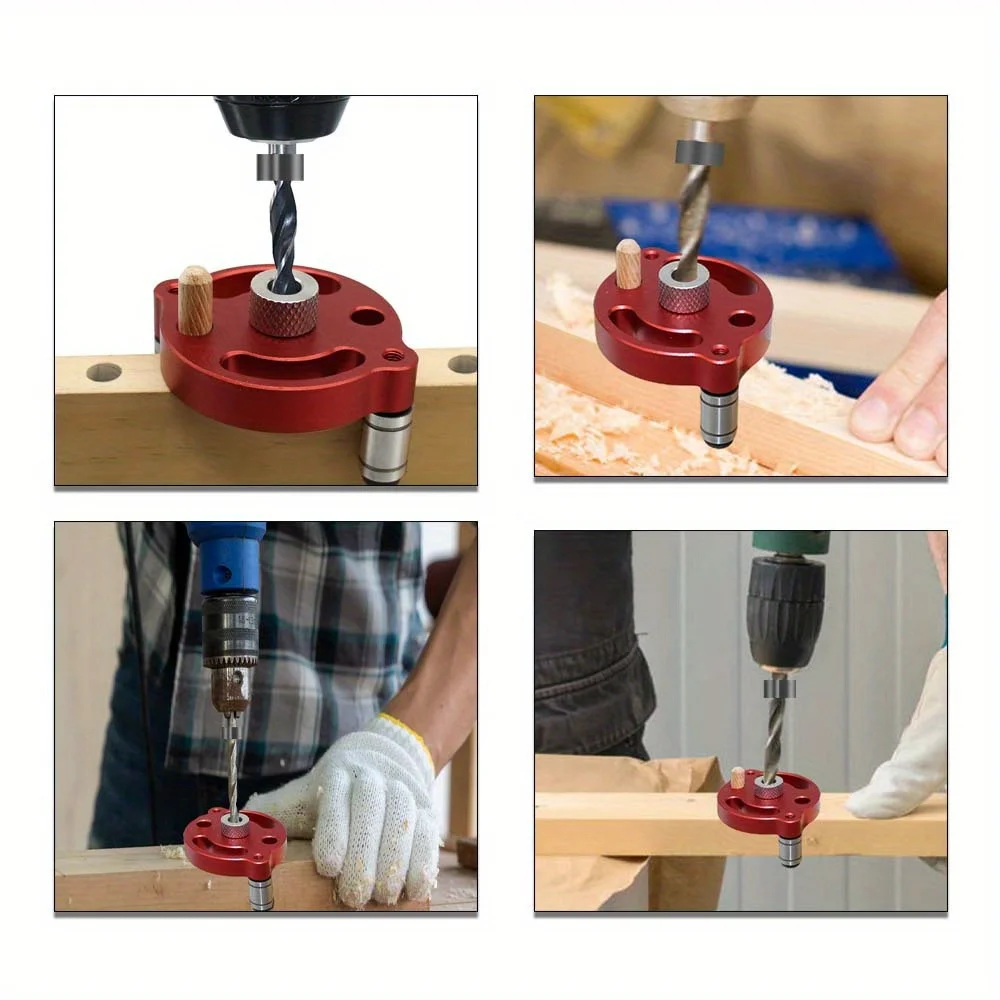 Self Center Dowel Jig Handheld Drill Guide for Straight Holes Wood Panel Hole Puncher Locator Woodworking Joints Tool