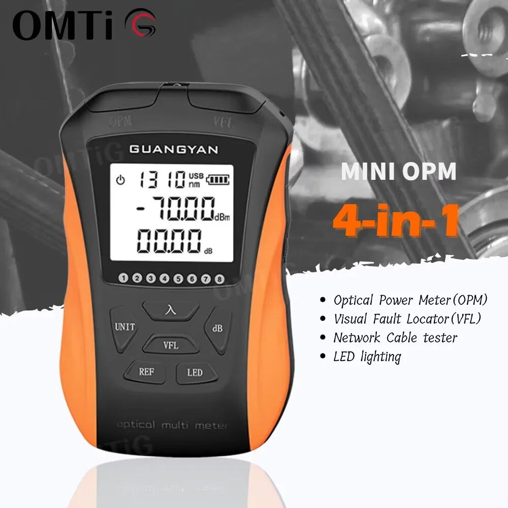 

MINI OPM 4-In-1 Optical Power Meter Visual Fault Locator Network Cable Test Fiber Optic Tester LED Ghting 5Km 5Mw