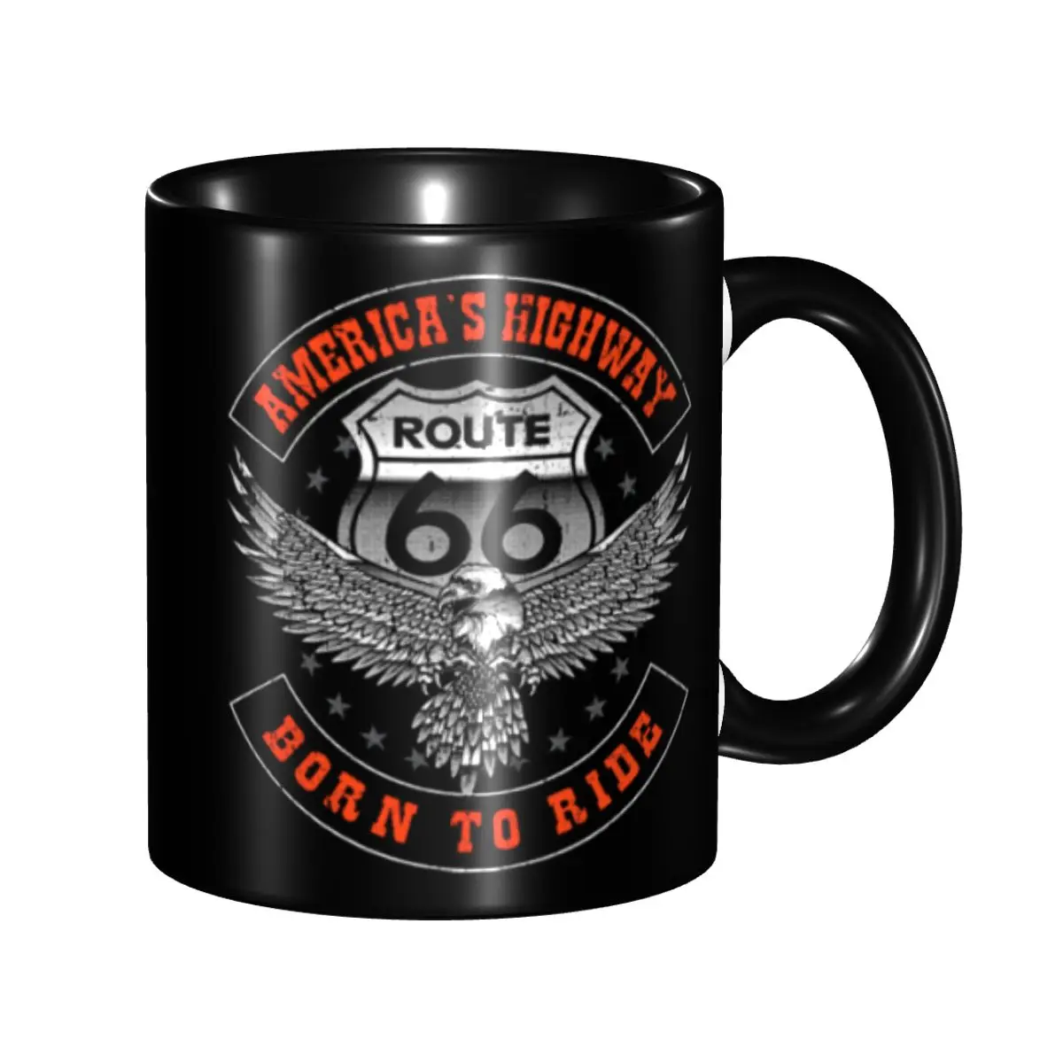 

Customized Ride The Route 66 Coffee Mug DIY Biker Motorcycle Cruise America Highway Ceramic Tea Milk Cups