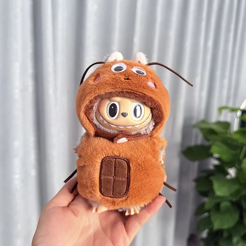 Bonito camarão frito roupa boneca roupas para labubu dos desenhos animados barata dinossauro roupas de pelúcia para labubu v1 v2 v3 bonecas