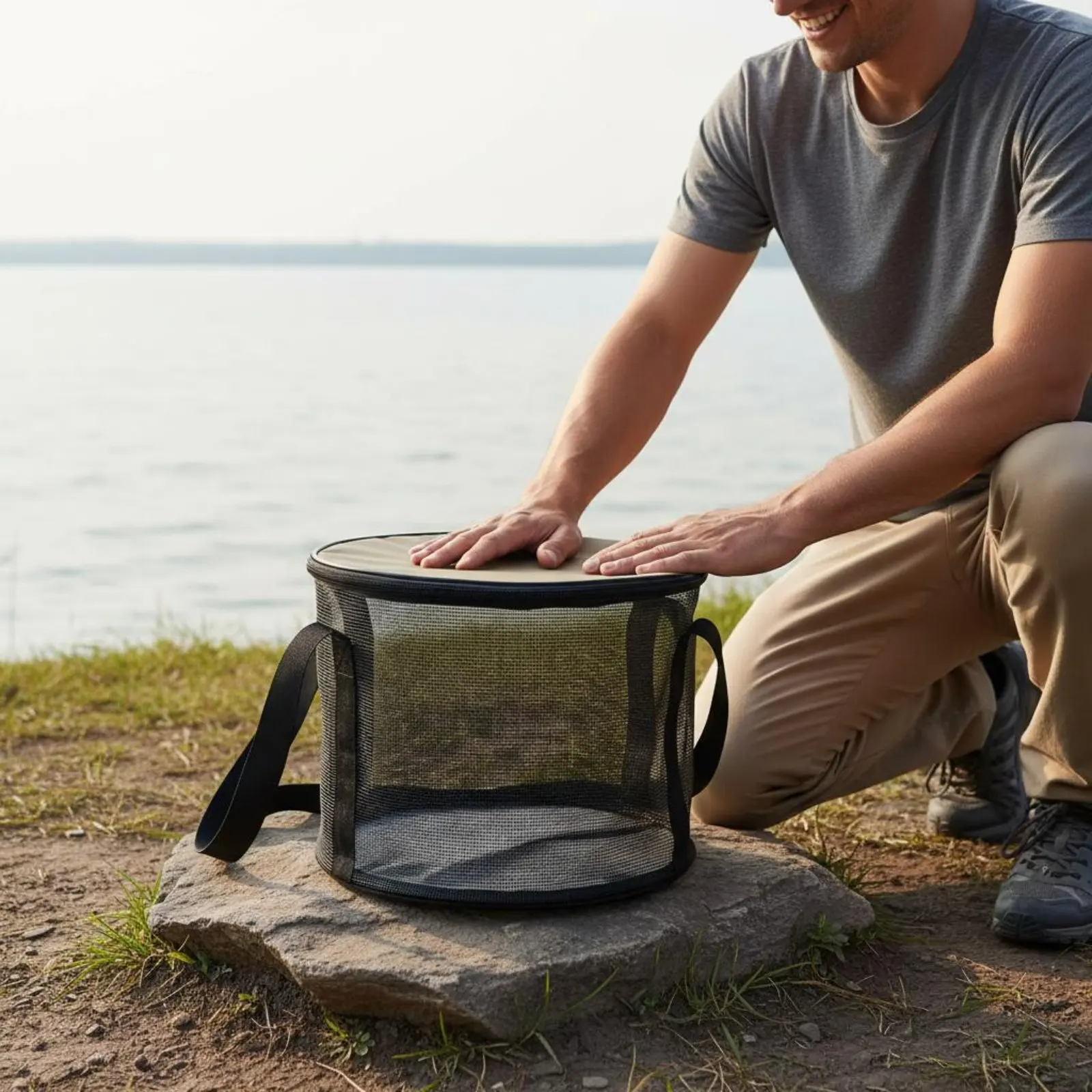 

Foldable Water Pail Waterproof Foldable Water Pail Lightweight Camping Pail Leakproof 5 Gallon Folding Container