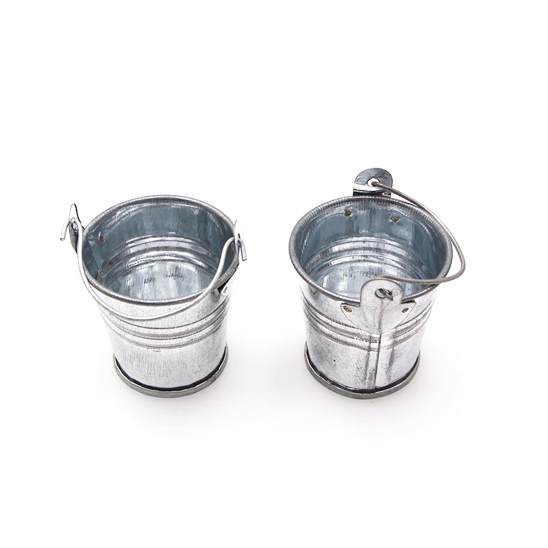 Mini Metal Bucket Miniature Toy Doll Food Kitchen Living Room Accessory Wedding Birthday Bridal Baby Shower Candy Box Decoration