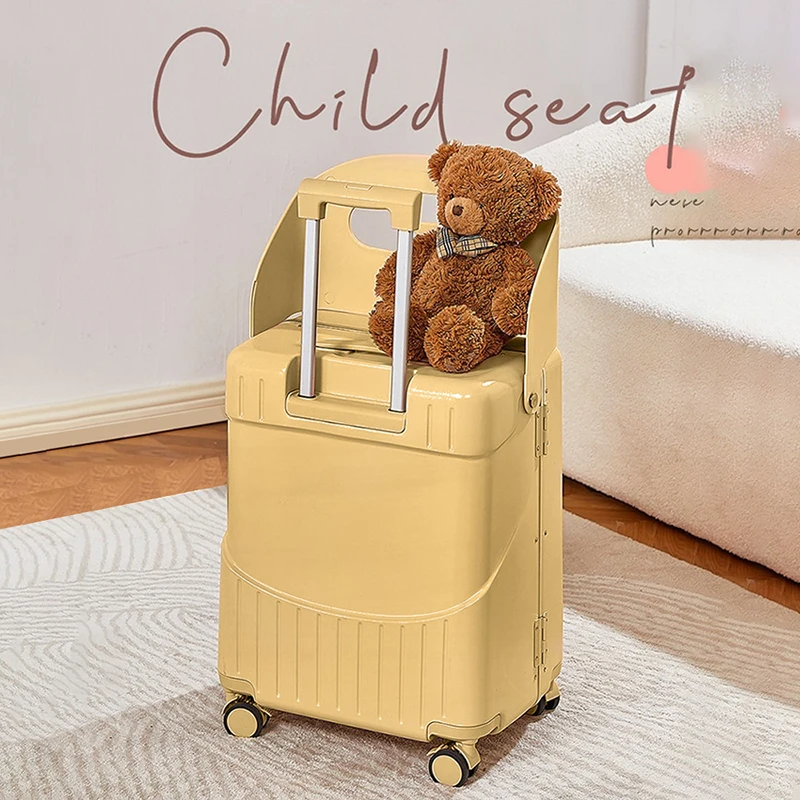 New baby mother travel luggage high appearance level parent-child suitcase trolley case carry on children can seat ride suitcase