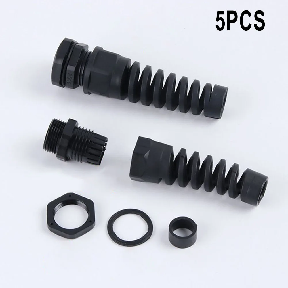 5pc PG7/PG9 M16/PG11 Soft Thread Cable Gland Connector Flexible Spiral Strain Relief Protector For Mechanical Control Boxes