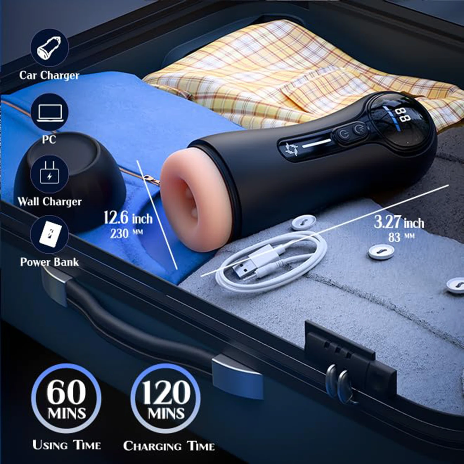 Male Masturbator Penis Pump Adult Sex Toys for 18 Men with 4 Sucking 9 Vibration Modes LED Display Pocket Pussy Realistic Vagina - Image 6