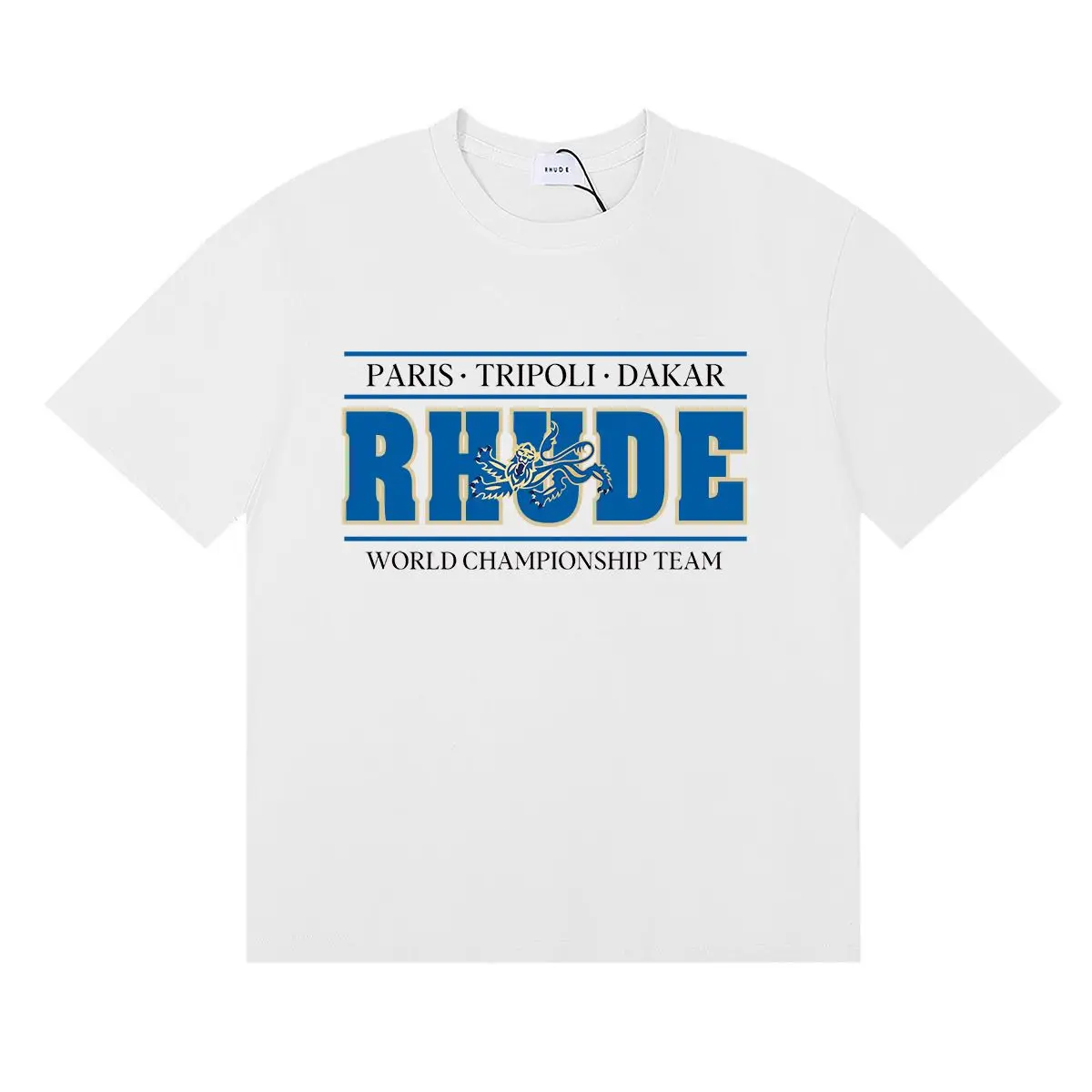Rhude Summer Trendy Graphic Logo Letter High-Quality Pure Cotton Short Sleeve T-Shirt, Versatile Casual Top