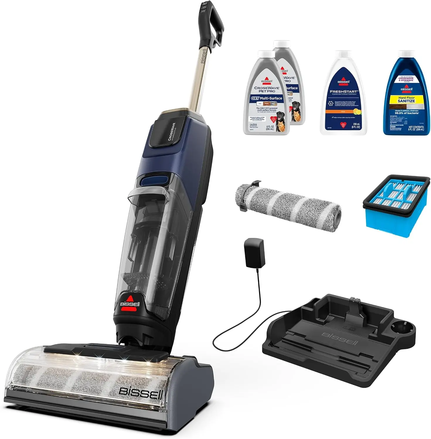 CrossWave HydroScrub Plus Cordless Wet Dry Vacuum Mop, Floor Cleaner with Edge Cleaning & Headlights, 45-Minute Runtime, Multi-S