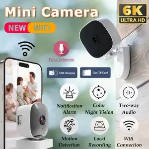 Bilashmart 6KHD Mini Security Camera Color Night Vision WiFi Monitor Motion Detect Surveillance IP65 Waterproof With Two Way Audio New