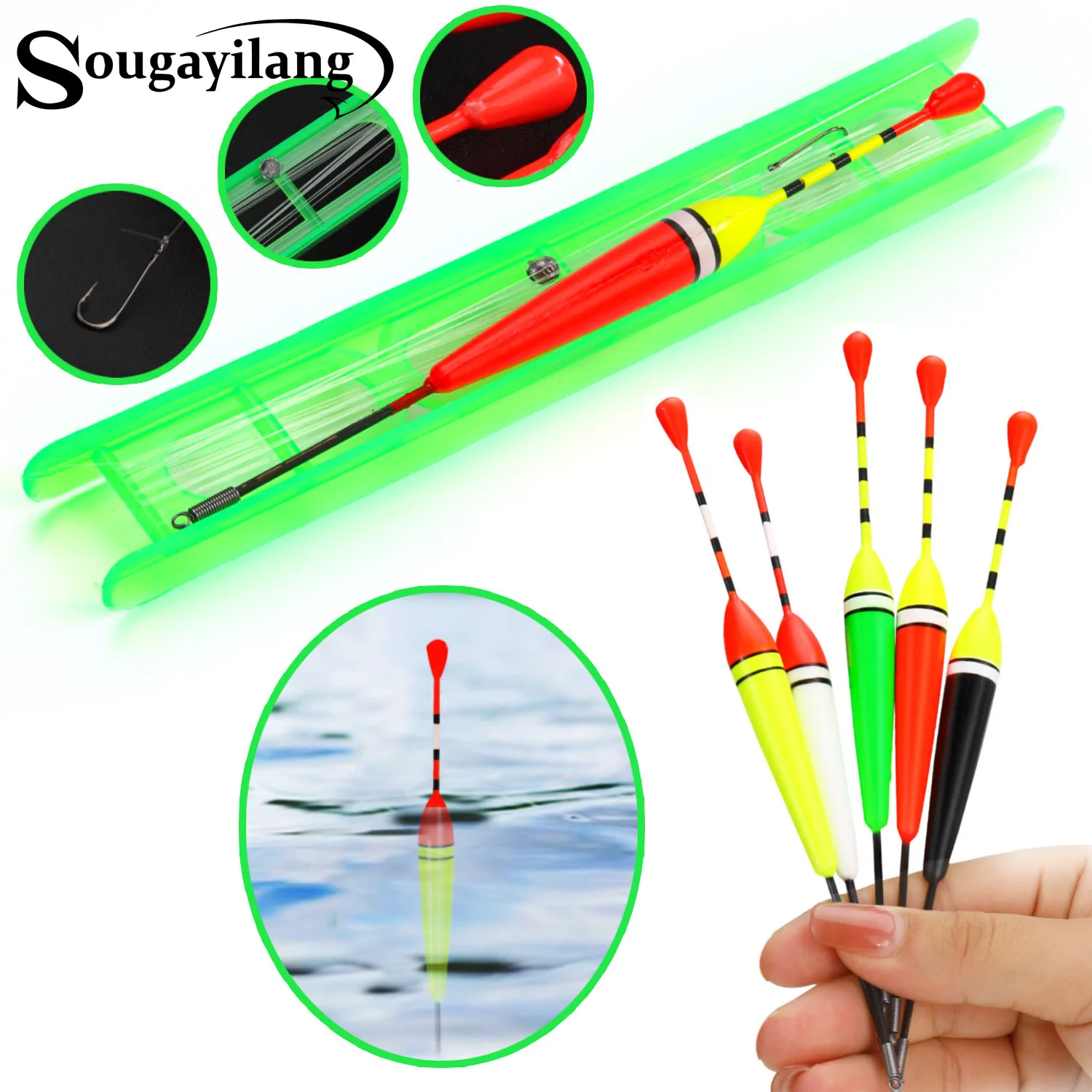 Sougayilang-عوامات صيد الأسماك ، صيد الأسماك ، عوامة صيد صينية ، تيبل ، إكسسوارات البدلة ، 5 طرق لكل حصة