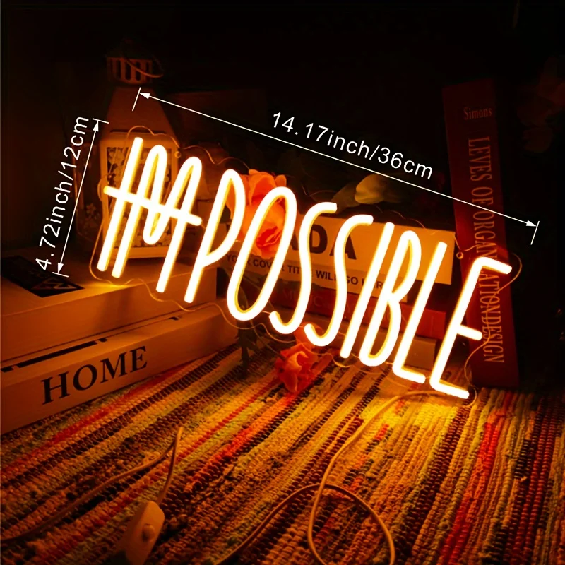 I\'M POSSIBLE LED Neon Sign For Wall Decor,Light Up Signs For Wall Decor,LED Neon Light Sign For Bedroom,Gym Room Wall Decor
