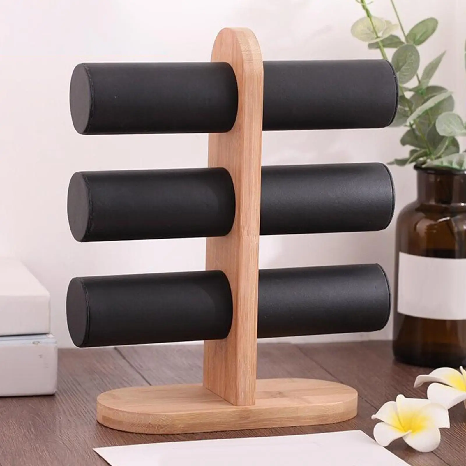 3 Layers Jewelry Display Rack Jewelry Tower with Wood Base Necklace Jewelry Stand Fashion Storage for Necklace Rings Bracelet