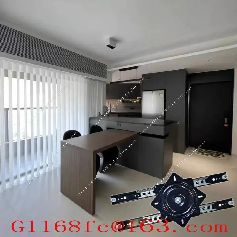 360-Degree Rotating Push-pull Dining Bar Heavy-duty Slide Rail Telescopic Translation Rotating Island Track
