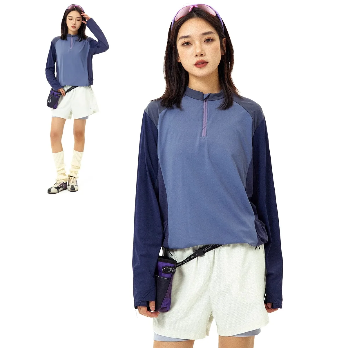 

T-Shirt Urban Outdoor Half-Zip Long Sleeve Base Layer Moisture-Wicking Quick-Dry Cycling Athletic Long Sleeve Shirt