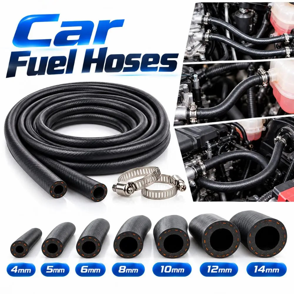 Durable Multifunctional Car Fuel Hoses ID 4 5 6 8 10 12 14mm with Pipe Clamp Diesel Hose NBR Oil Resistant Hose