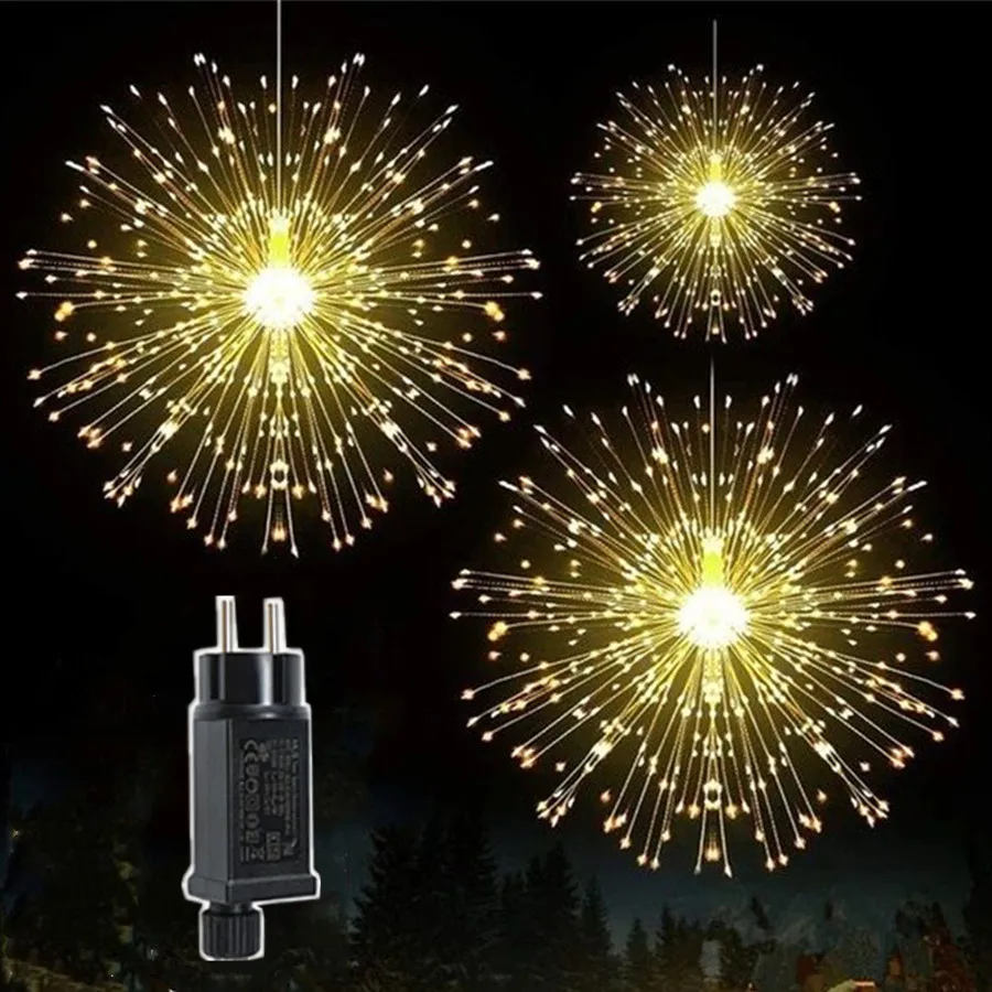 

New Year Christmas Decoration 10 IN 1 1200LED Fireworks String Lights 8 Modes Curtain Fairy Lights Garland for Party Garden Tree