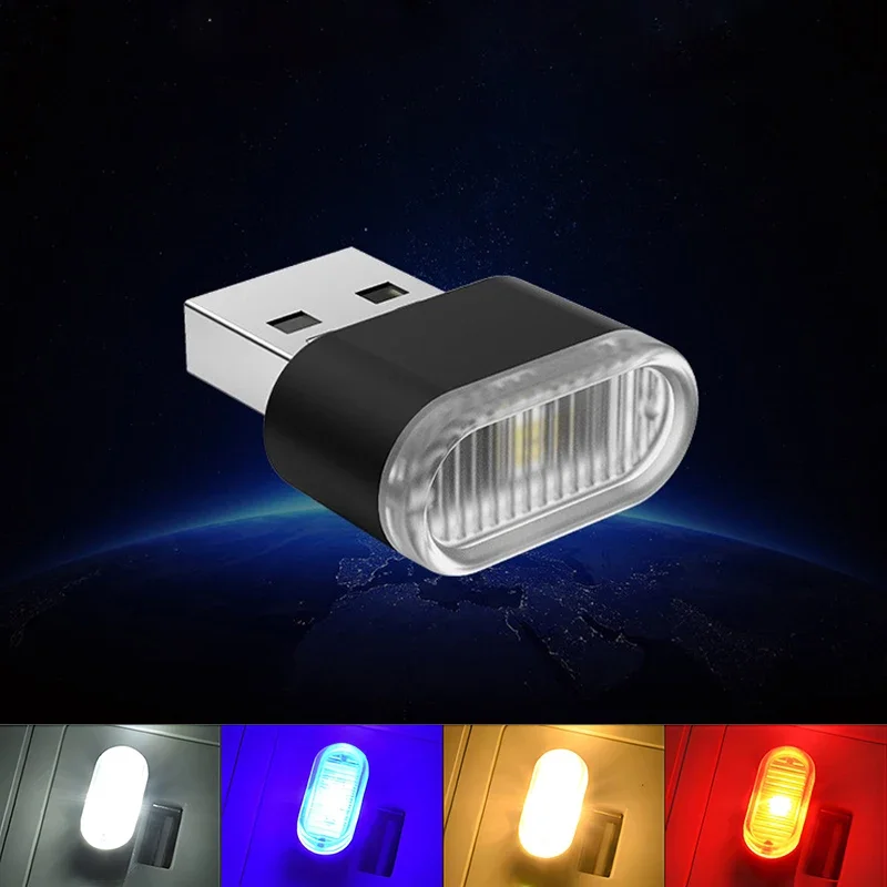 

1-5Pcs Car Mini USB Atmosphere Lights Car Interior Neon Decorative Lamp Emergency Lighting Portable Plug Play