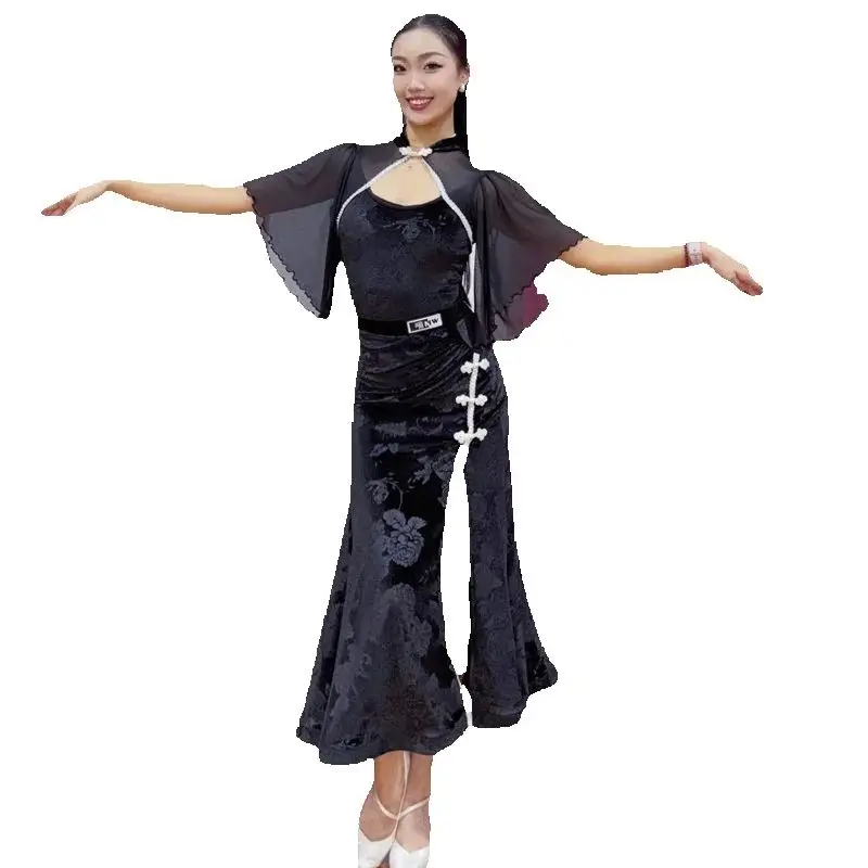 Vestidos de baile latino Samba para adultos, ropa de competición de baile de salón para mujer, traje de baile moderno, ropa de entrenamiento SL14547