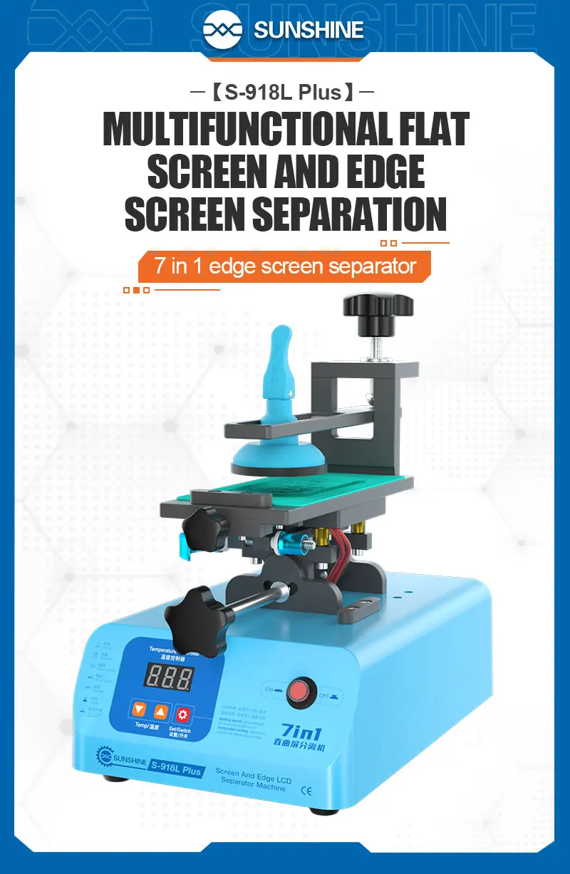 

SUNSHINE Edge Flat Screen Separator, Heating Separator Glue Removal, Frame Removal, Scren LCD Disassembly Tools, S-918L Plus
