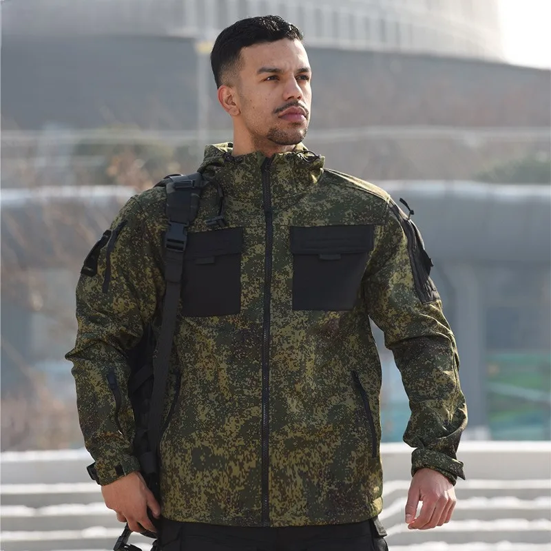 Men’s All-Weather Tactical Jacket, Windbreaker Softshell with Camo, Water-Resistant Breathable for Outdoor Sports