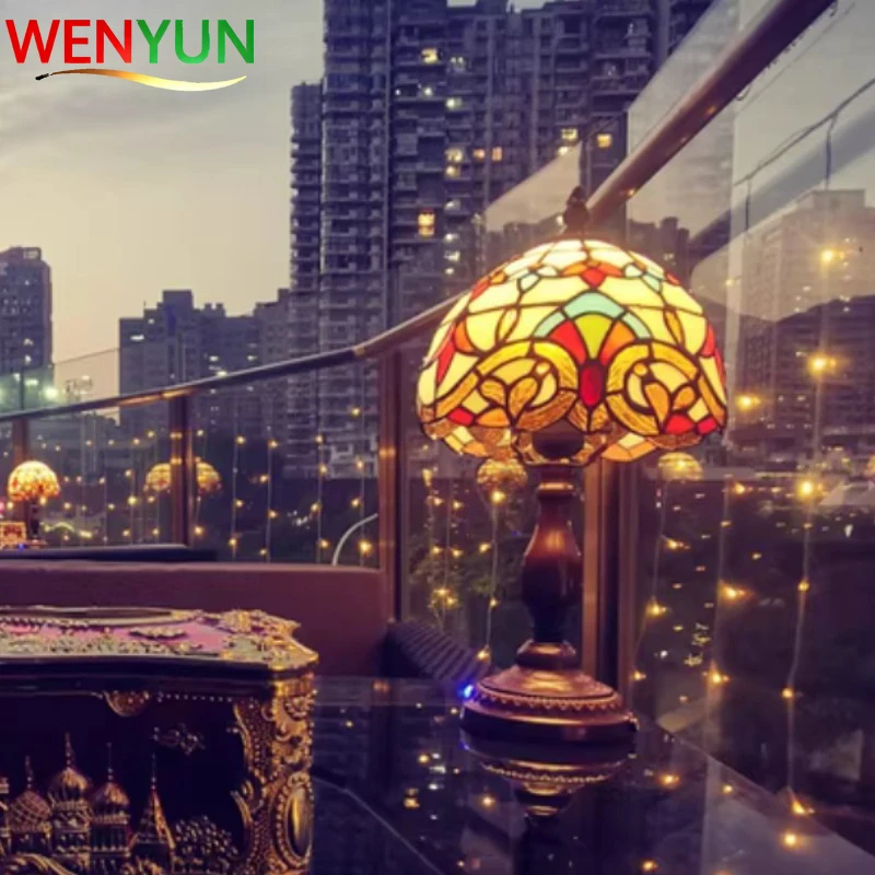 Tischlampe, 20,3 cm, Buntglas-Nachttischlampe, rote Rose, Schreibtisch-Leselampe, Schlafzimmer, Wohnzimmer, Heimbüro